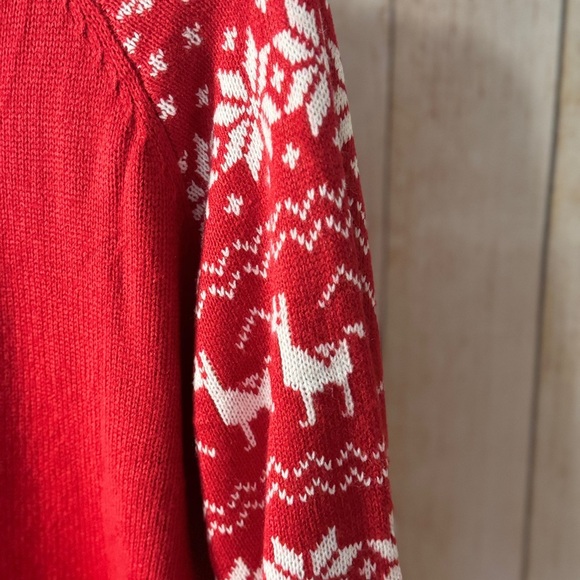 Alpaca Women Turtleneck Loose Print Christmas Long Sweater Dress with Pockets M - Picture 7 of 12